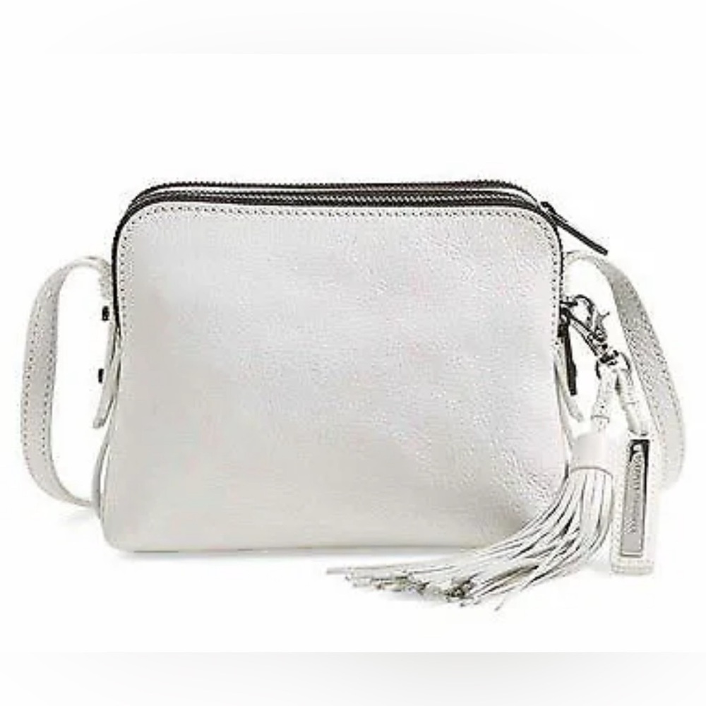 Loeffler Randall White Leather Triple Zip Crossbody Bag $395